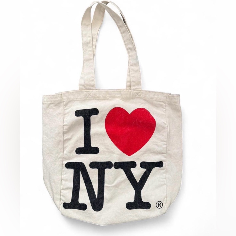 I ❤️ NY white cotton canvas tote bag. Clean and sturdy. EUC #1260 12”x14”x4”